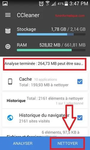 Ccleaner espace stockage insufisant