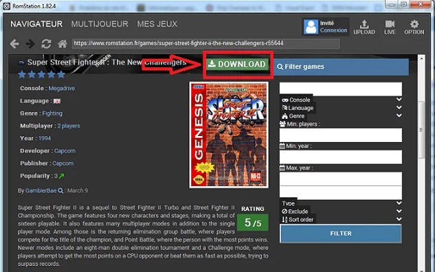 Romstation jeux street fighter 1