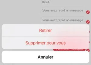 Supprimer message messenger iphone 2