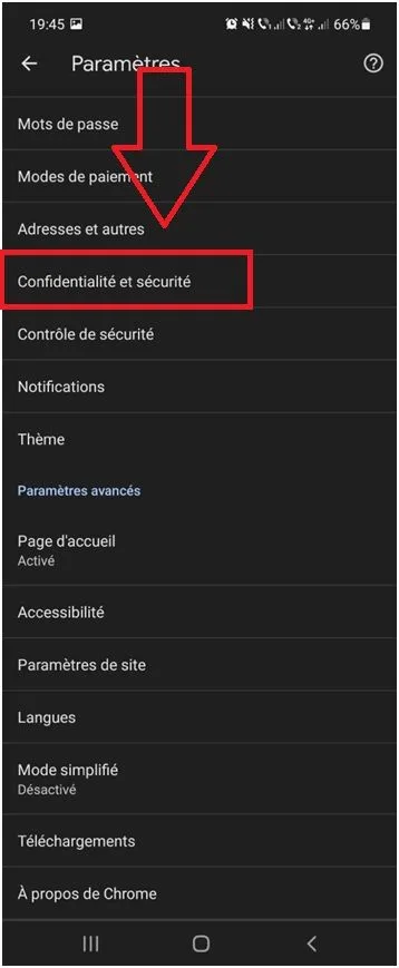 Confidentialite chrome