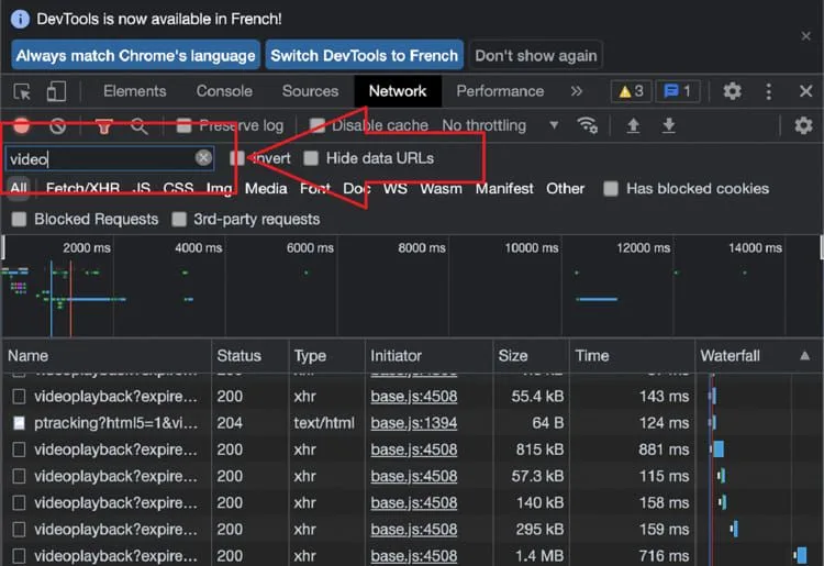 Recherche network chrome