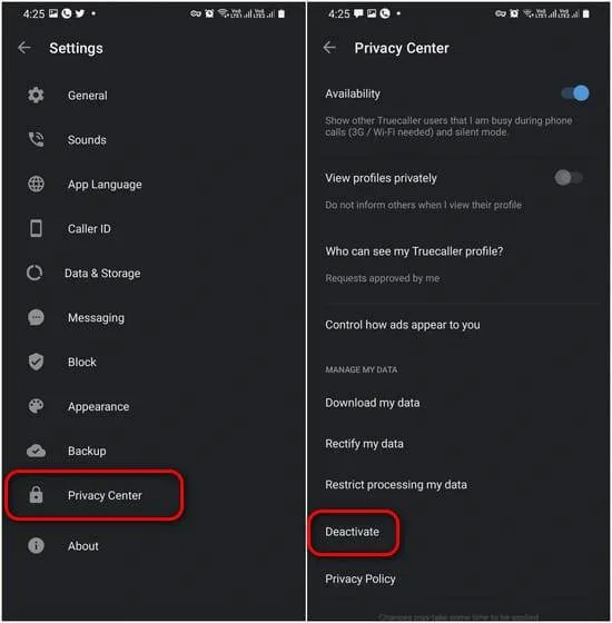 Enlever numero trucaller android