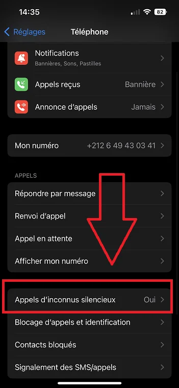 Appels nconnus iphone