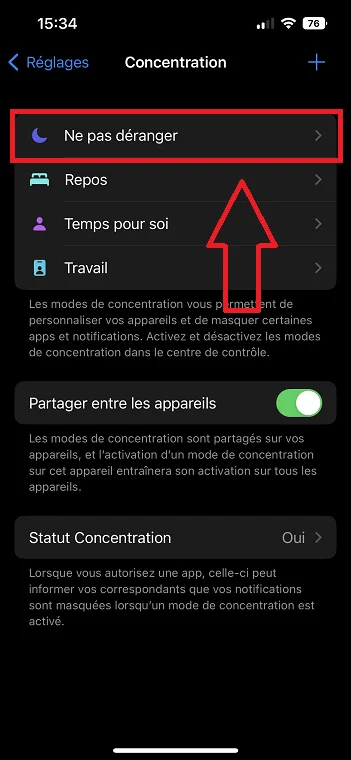 Ne pas deranger iphone