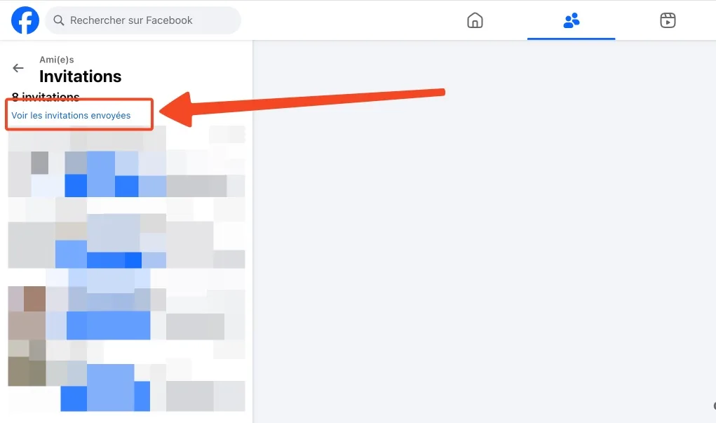 Voir invitation envoyees facebook