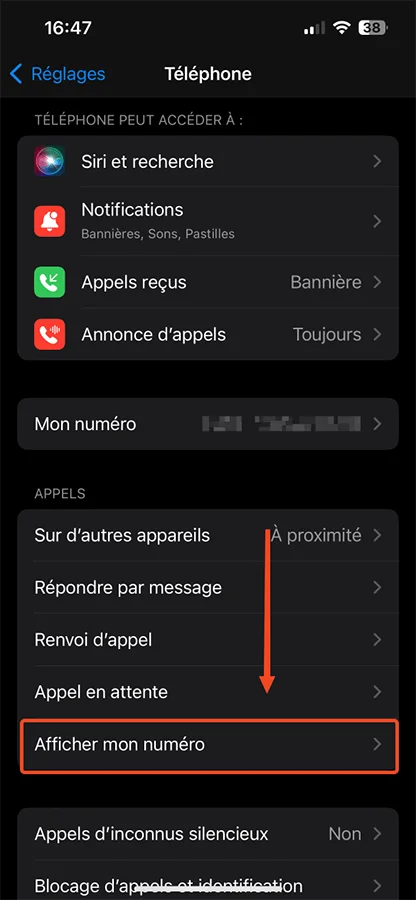 Desactiver afficher mon numerp iphone 1
