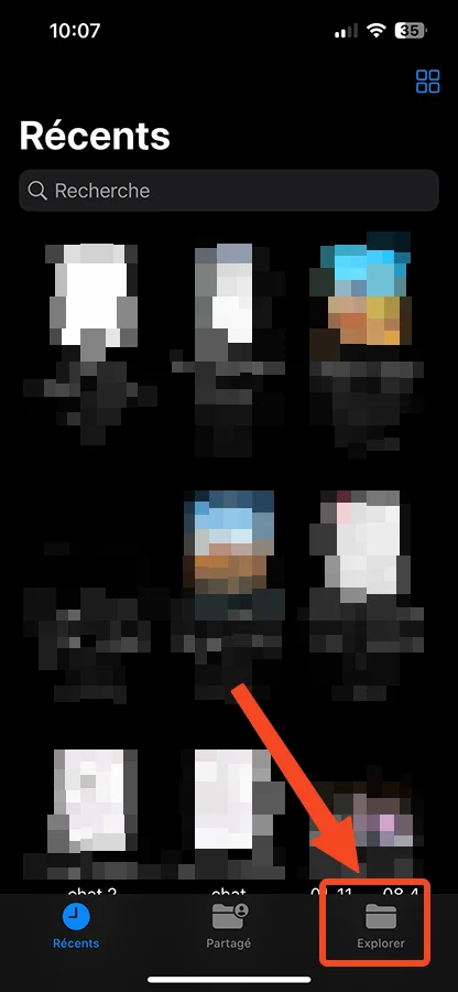 Explorer fichiers app iphone