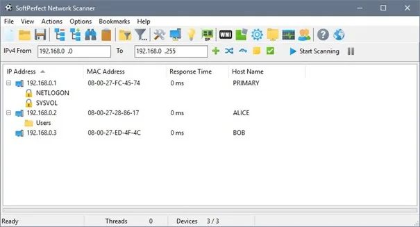Scanner réseau SoftPerfect