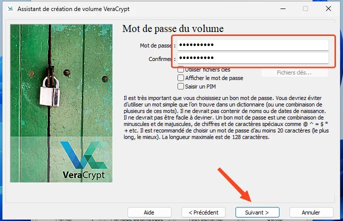 Mots de passe veracrypt
