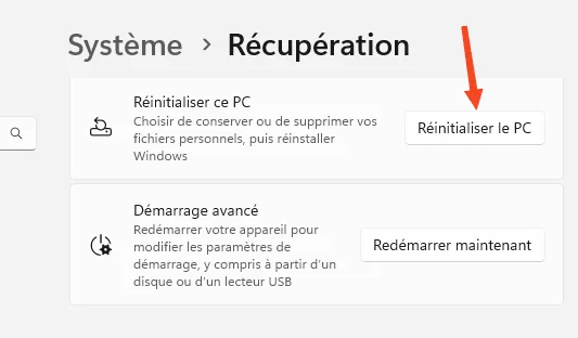 Reinitialiser fichiers windows 10