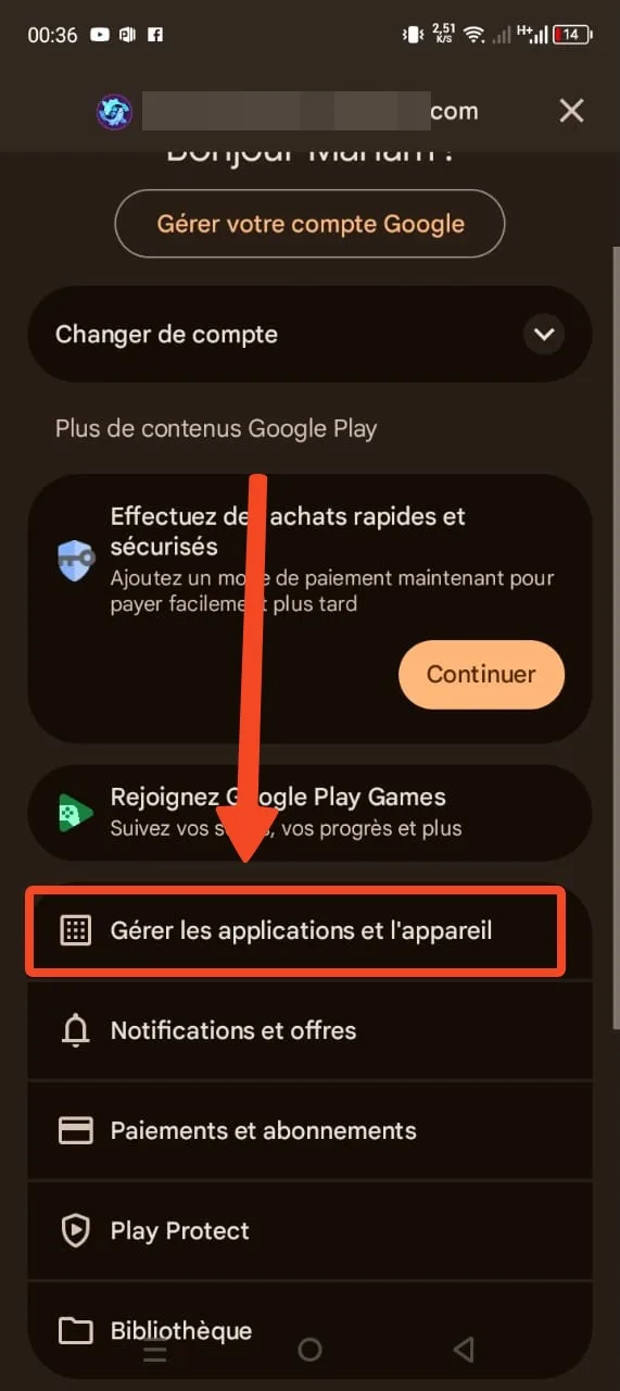 Gerer application appareil android