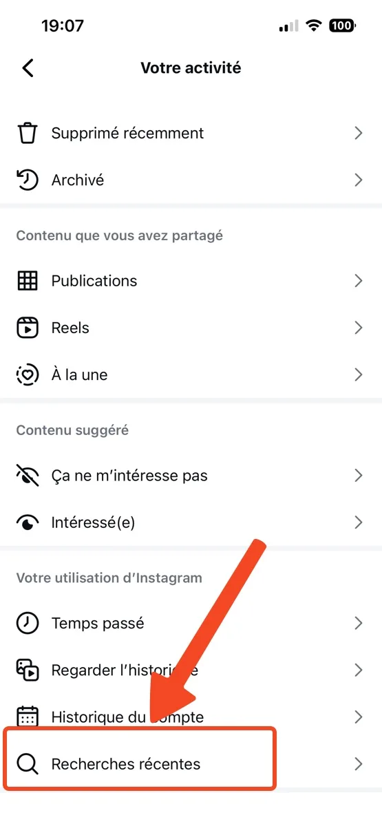 Recherches recents instagram
