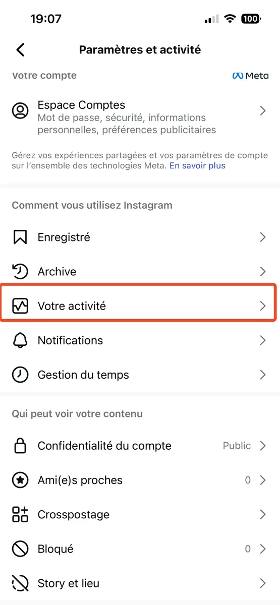 Votre activite instagram