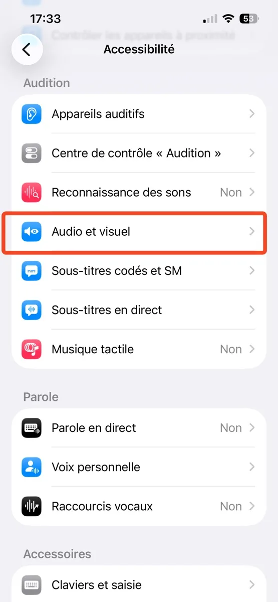 Audio visuel iphone ios26