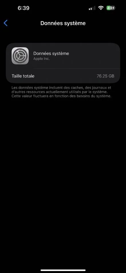 Donnees systeme sur iPhone
