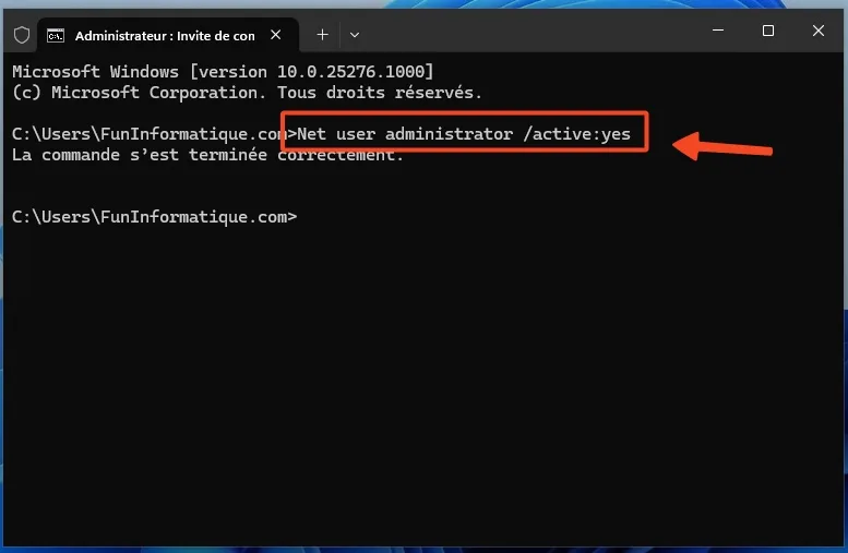 Net user administrator windows 11