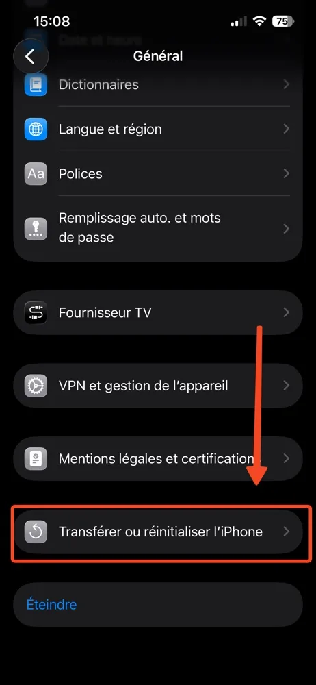 Transferer reintialiser iphone